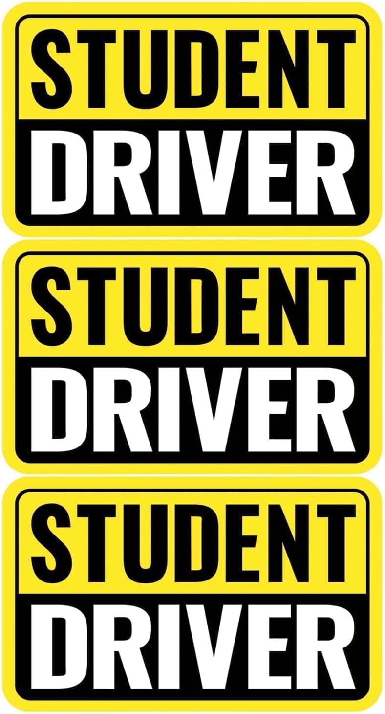 Foweroty 1|2|3|4 Pack Student Driver Sticker Magnet for Car, Weather-Resistant, Reflective, 5.71"*3.54" - Golden Ratio Dimension, 3pcs（Yellow/Black-Student） - Image 1